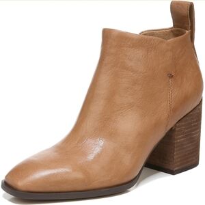 Vionic Lyssa Tan Leather Block Heel Ankle Booties